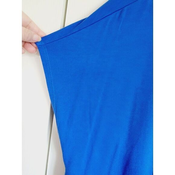 Chico's 3 Royal Blue Knit Short Sleeve Tee Top X-Large Stretch Hi-Lo Crew Neck - Picture 4 of 5